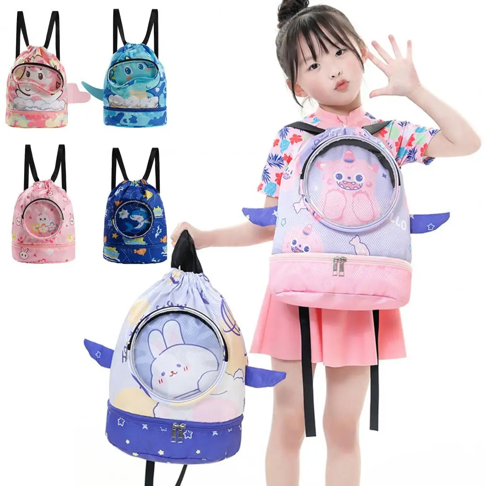 Outdoors Children Swimming Bag Cute Animal Beach Backpack Waterproof Portable Swimming Bag Girls Beach Pool Swimming Storage Bag