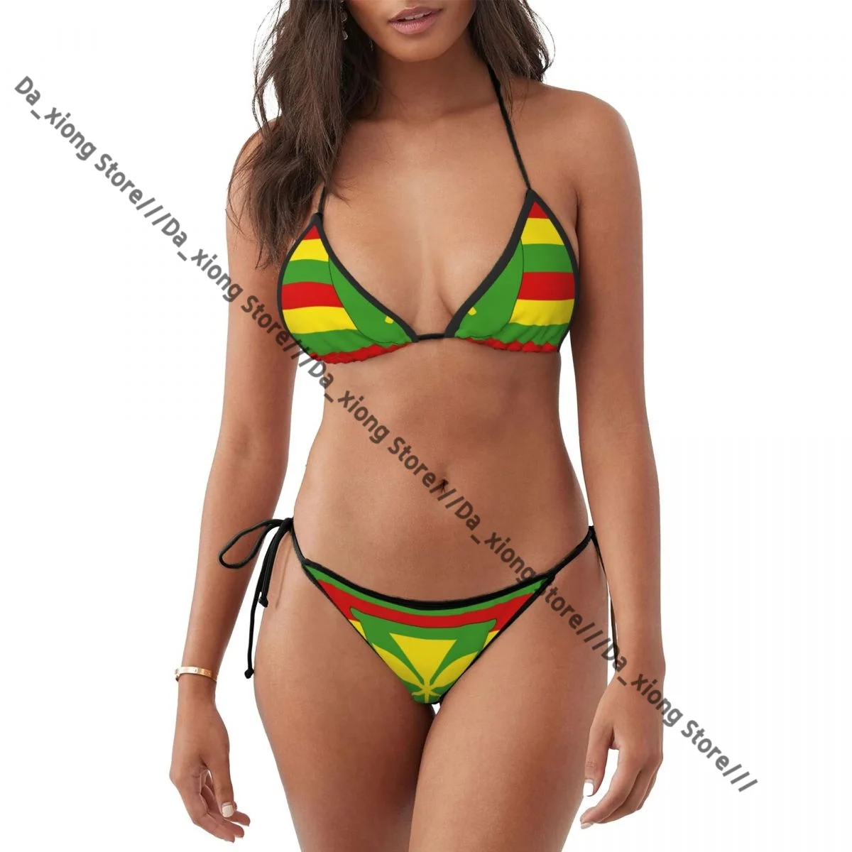 Mulher roupa de banho tanga conjunto biquíni sexy maiôs kanaka maoli bandeira fatos de banho triângulo bandagem feminino beachwear