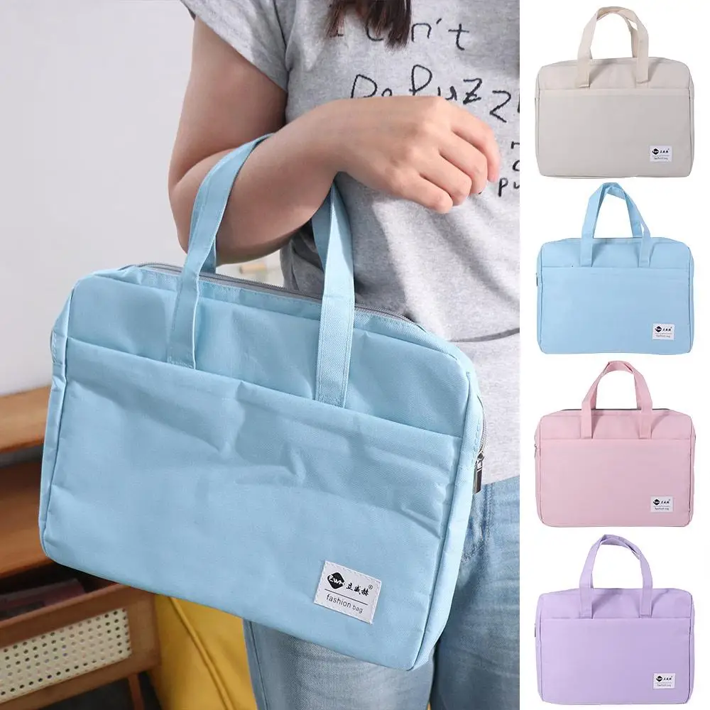 حقيبة تخزين المستندات ذات سعة كبيرة من قماش أكسفورد بطبقة مزدوجة A4 منظم الملفات خفيف الوزن مقاوم للماء حقيبة تخزين الكتب المكتبية #5