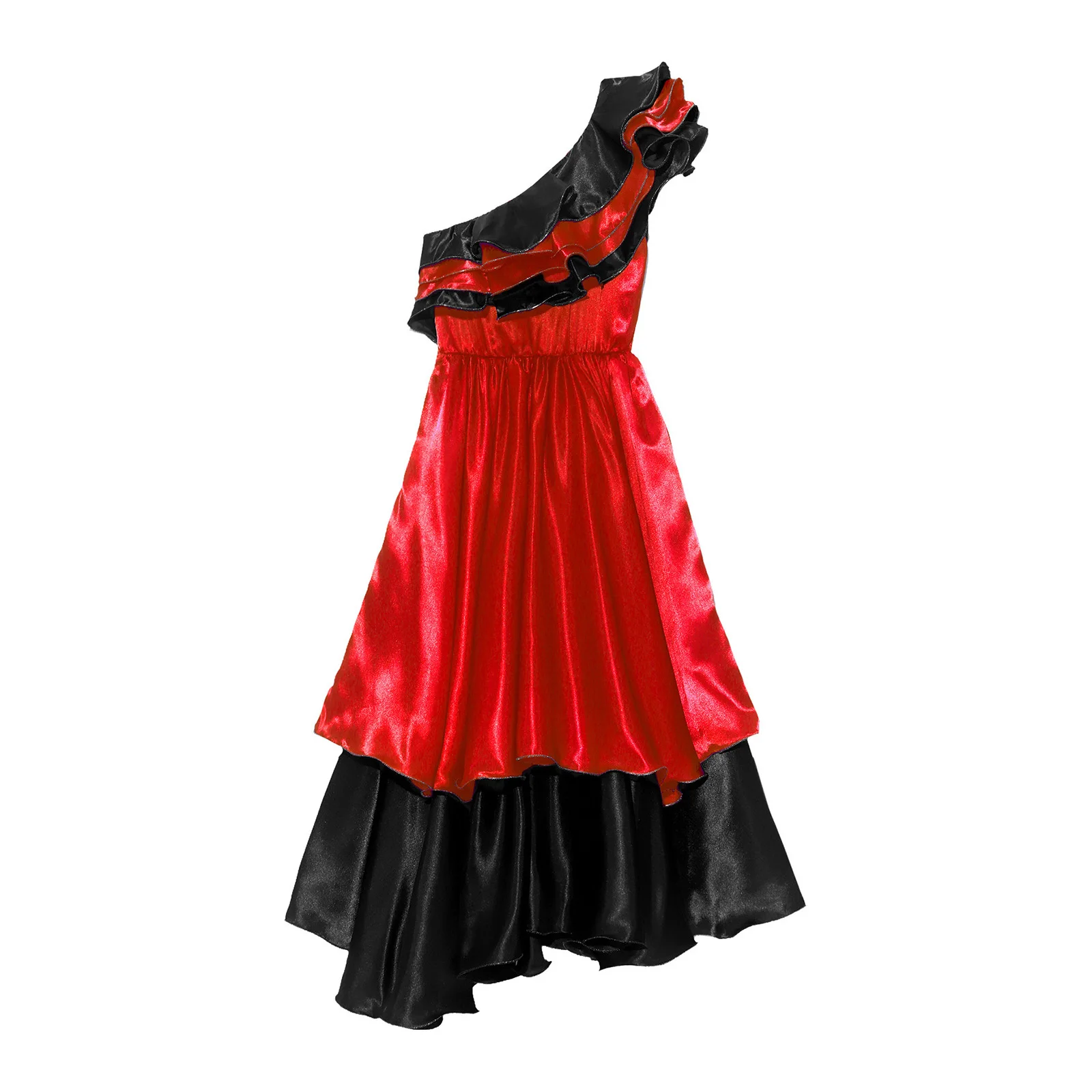 Ethnic Brazilian Dancer Girls Spanish Flamenco Dance Costume Child Halloween One-shoulder Ruffled Rumba Samba Performance Dress view 4
