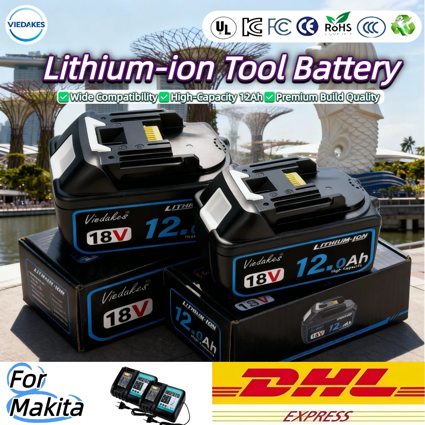 

for Makita✔✔ 12Ah 18V Battery BL1860B BL1840 BL1830B BL1850B BL1850 BL1860 BL1815 Replacement Lithium Battery✈