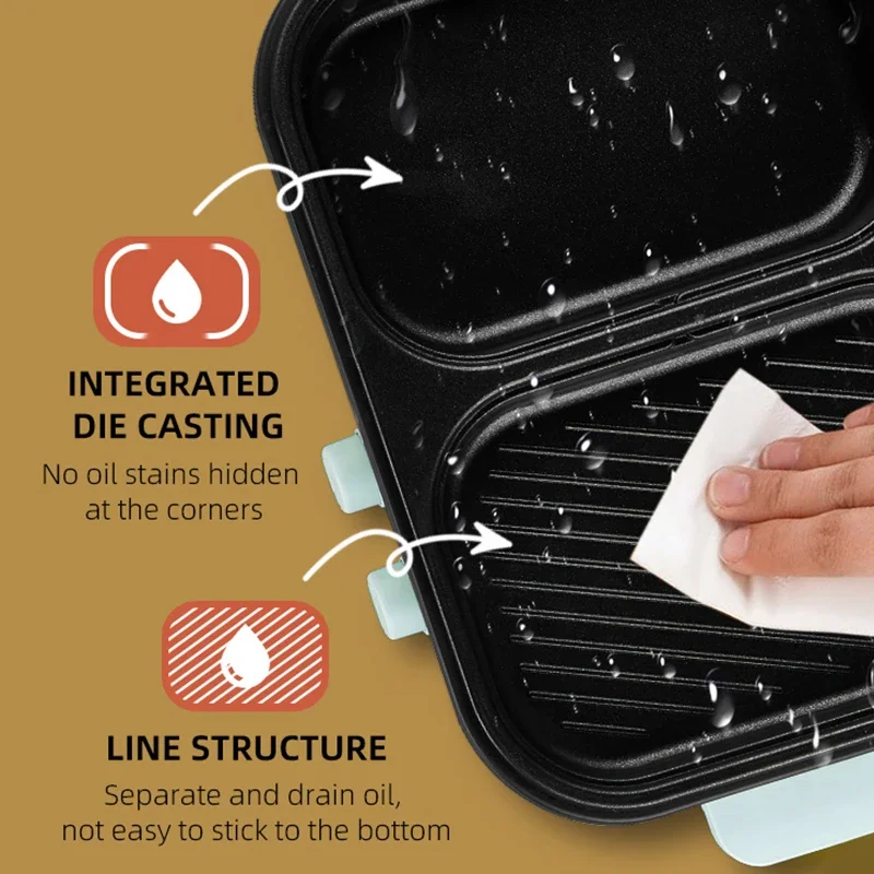 2-in-1 Multifunctional Electric Hot Pot & BBQ Grill Cooker Household Non-Stick Multi-Cooker with Dual Voltage (110V/220V) US EU