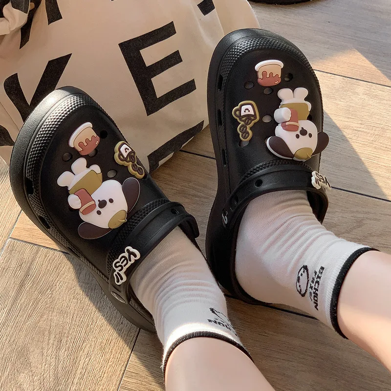 Women Hole Shoes Summer Thick Soft Bottom EVA Beach Sandals Cute Outdoor Clogs Garden Shoes Non-slip Home Shower Clogs