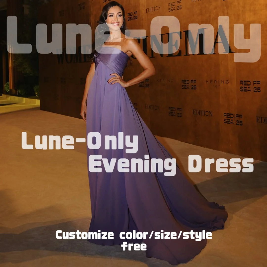 

Customized Strapless Grey Purple Chiffon Simple Evening Dresses Draped Sleeveless Elegant Party Gown Prom Formal Dress