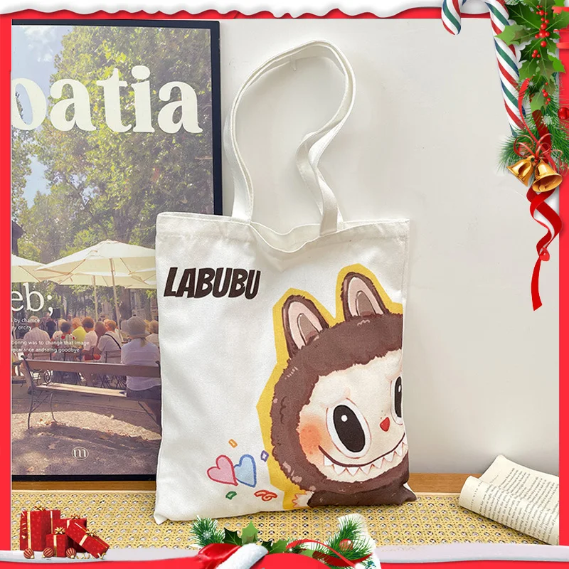 Labubu Sail Bag Female Labubu Surrounding Students Cute Tutoring Tote Bag Casual Shoulder Bag Shopping Bag Christmas Gift