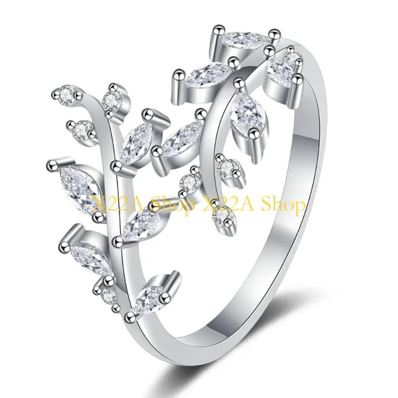 Unique Sparkling Crystal Design Dainty Copper Ring Lightweight Everyday Jewelry Gift
