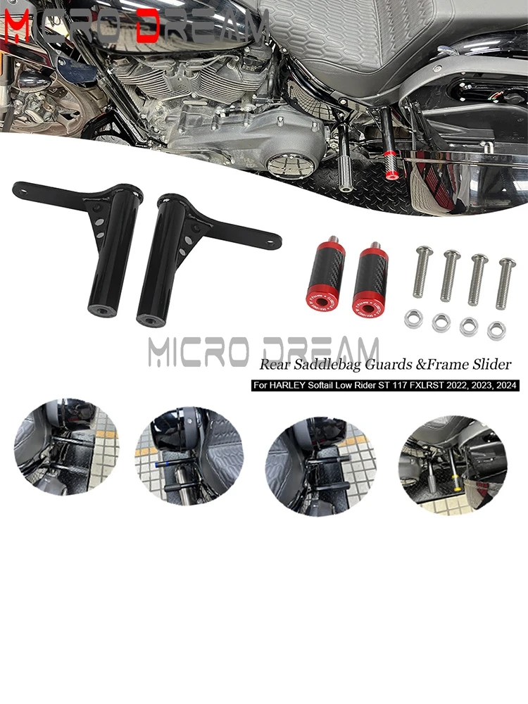 Voor Harley Softail Low Rider ST117 FXLRST 2022-2024 Voor Snelweg Engine Guard Crash Bar Achter Zadeltas Guards frame Slider - afbeelding 2