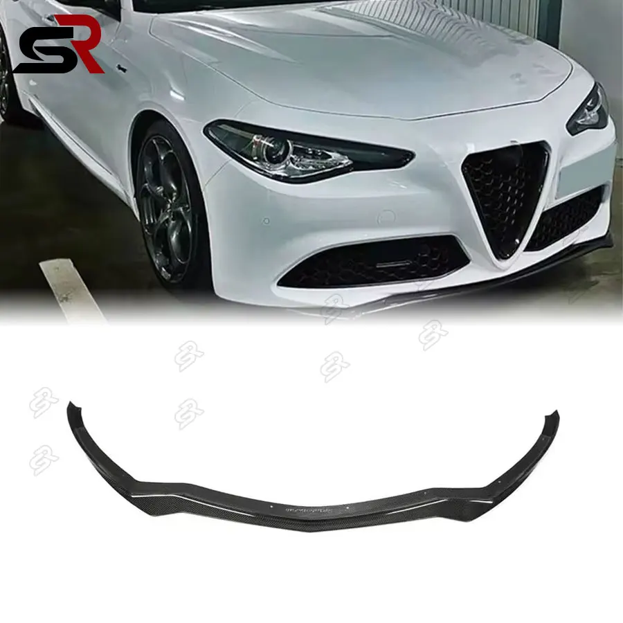 For Alfa Romeo Giulia 2016-2021 Carbon Fiber 4-Door Basic Sedan Car Front Bumper Front Lip Spoiler Splitter Lower Lip Body Kit