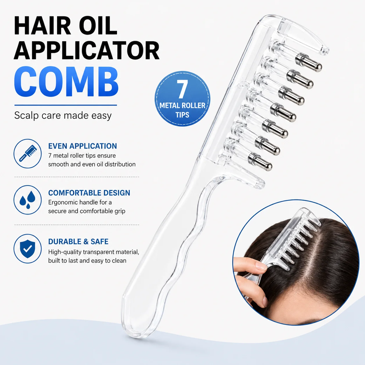 Hair Care Daily Routine - Portable Scalp Massager Comb with Rolling