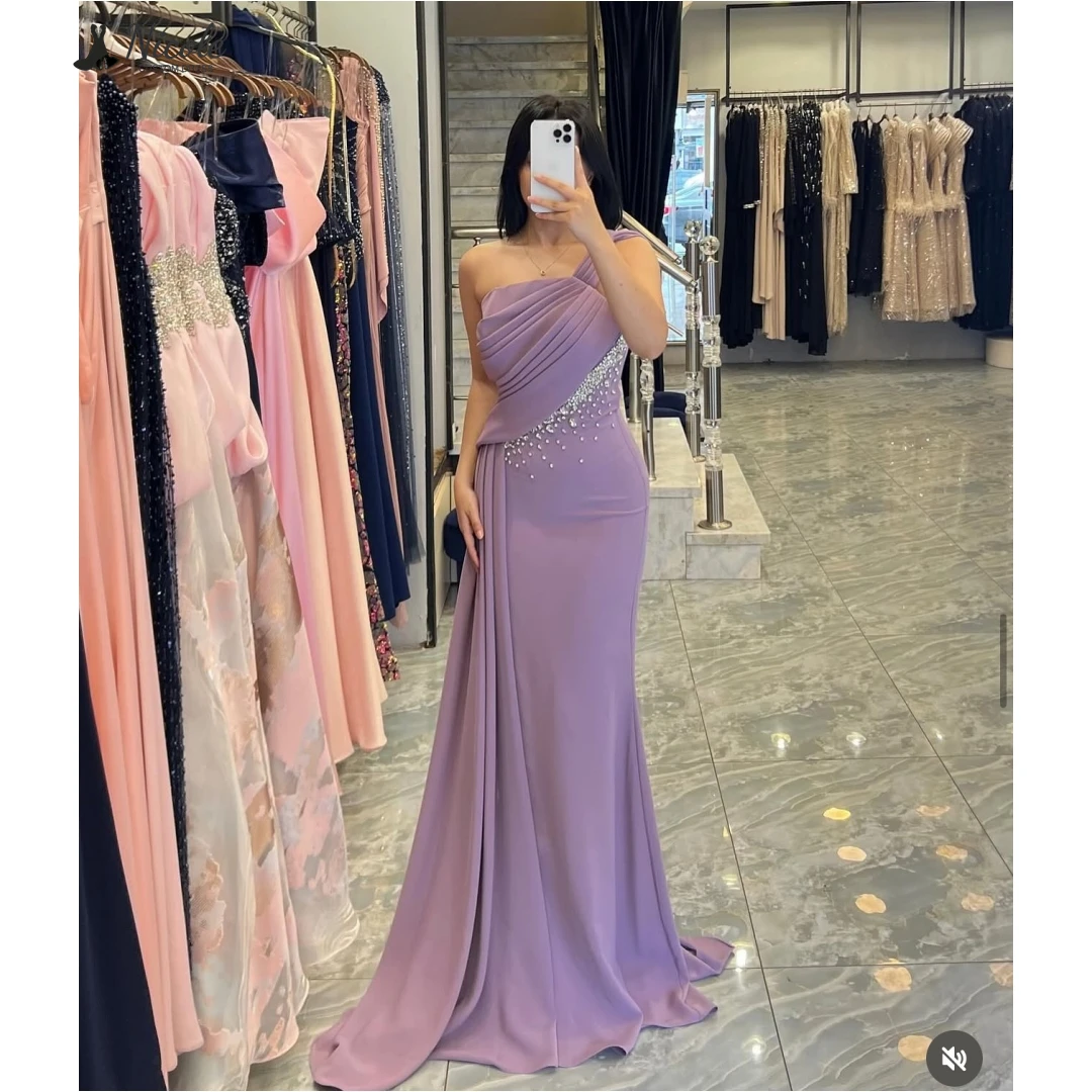 

Nicole Custom Made Luxurious Women's Evening Dresses Luxury 2025 Fishtail Skirt Robes De Cocktail Single-shoulder Sleeve Prom