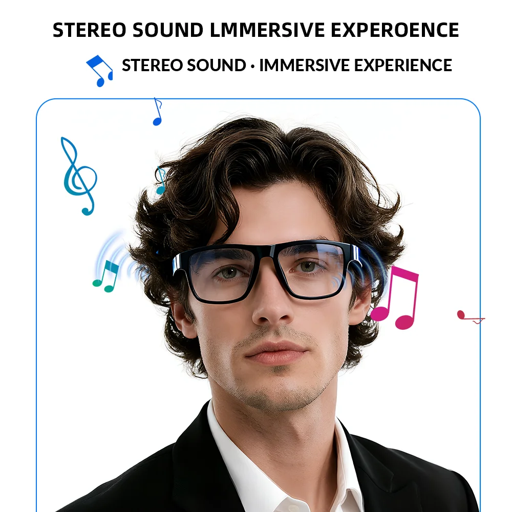 Smart Translation Audio Glasses, Open-Back Headphones, Casual and Versatile, Suitable for Outdoor Sports, UV Protection