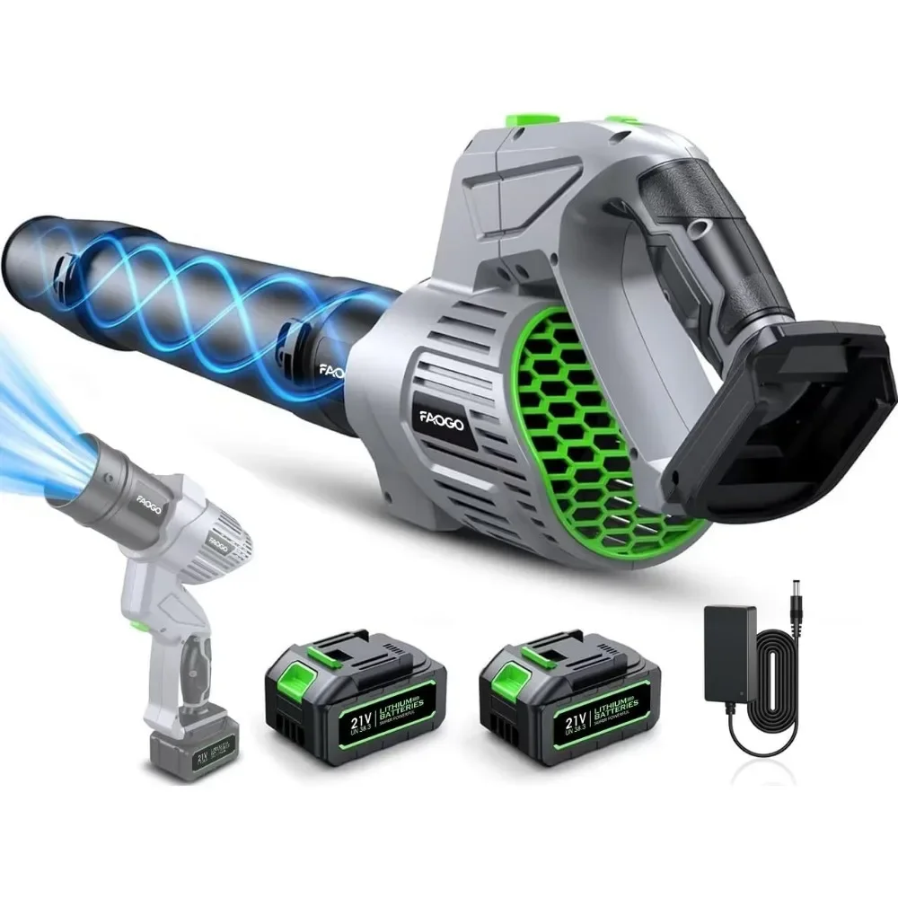 Cordless Leaf Blower with 680 CFM Power, 2 Batteries, 5-Speed Control for Yard and Lawn Maintenance
