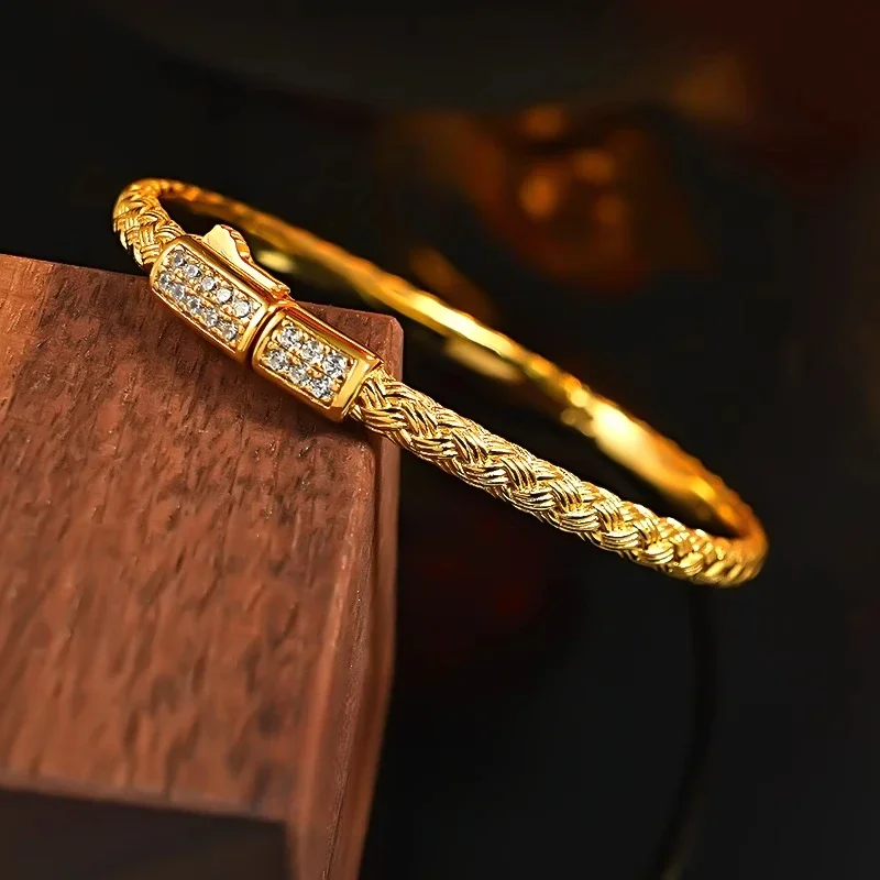 925 silver gold wheat ear bracelet with vintage gold plating and high-end craftsmanship, ensuring peace of mind for the ears!