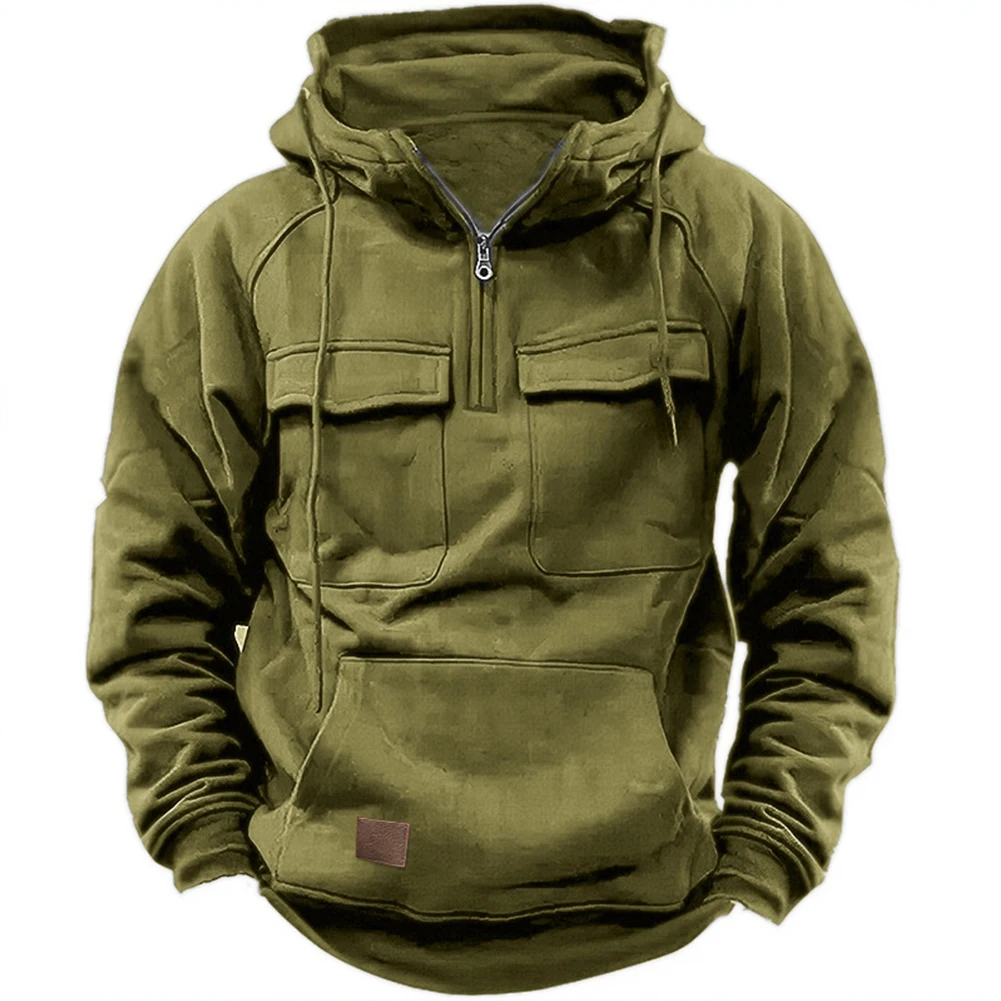 Classic Men\'s Hooded Sweatshirt Casual Loose Fit Sweater Pullover Solid Color Sportwear for Vacation Holiday Daily