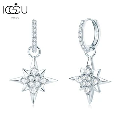 IOGOU 3mm&2mm Moissanite Star Drop Earrings for Women 2023 Trend Huggie Hoop Earrings Silver 925 Original Luxury Design Jewelry
