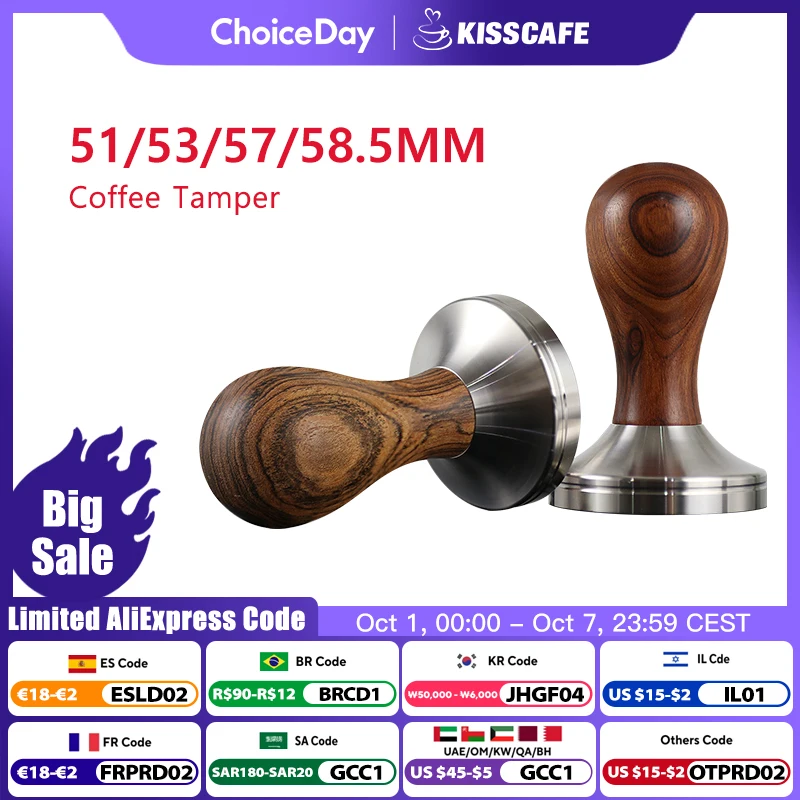 Kaffee Tamper 51mm 53mm 57mm 58,5mm Edelstahl Für Delonghi Breville Lelit Barista Espresso Maker Zubehör ecke Werkzeuge