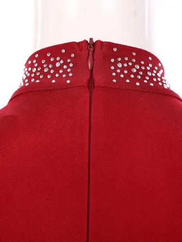 Imagen 2 del producto Vestido de baile latino con borlas para mujer, vestido tutú de Ballet con diamantes de imitación brillantes, leotardo, traje de competición de patinaje sobre hielo