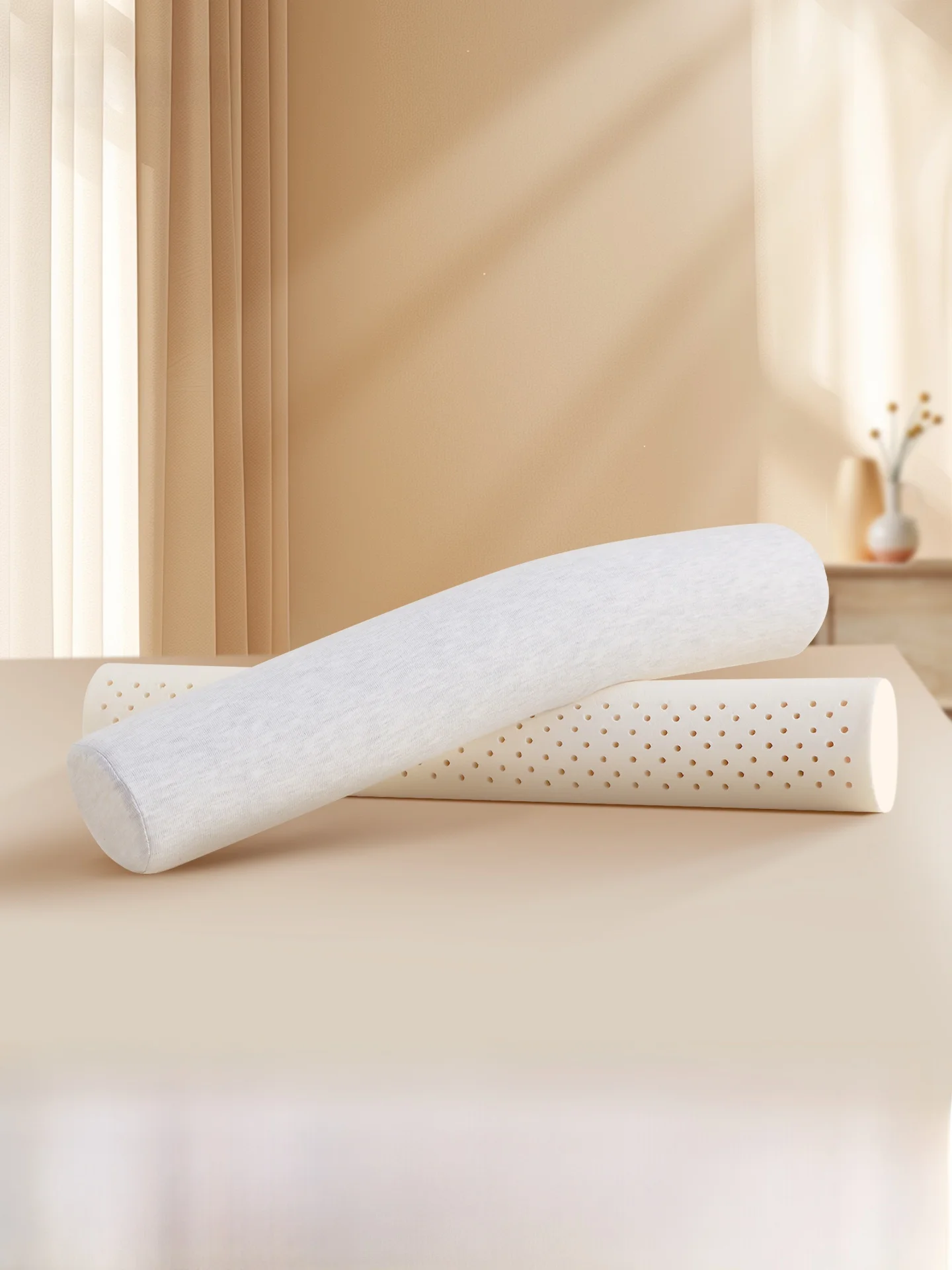 

Natural Latex Cylindrical Pillow Adult Size Neck Support Sleeping Pad Leg Holder Multi-Function Pillow Hotel Dormitory Bedroom