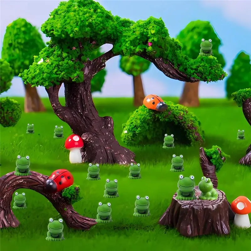ABKS-300 PCS Mini Frog Statue, As Shown Resin Small Micro-Type Plastic Little Frog Bulk Garden Leap Year Ornament
