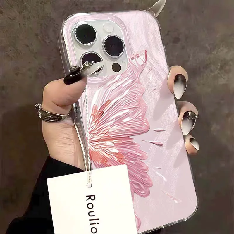 Luxury Pink Butterfly Phone Case for Samsung Galaxy S22 Ultra S25 S24 Plus A55 A54 A15 A35 A34 A05S A05 5G S23 S21 FE Soft Cover