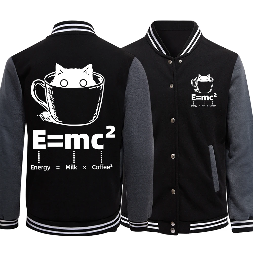Cat Coffee Formula Boy Loose Baseball Jersey Moto & Biker Jackets Casual S-5Xl Preppy Style High Street Clothing