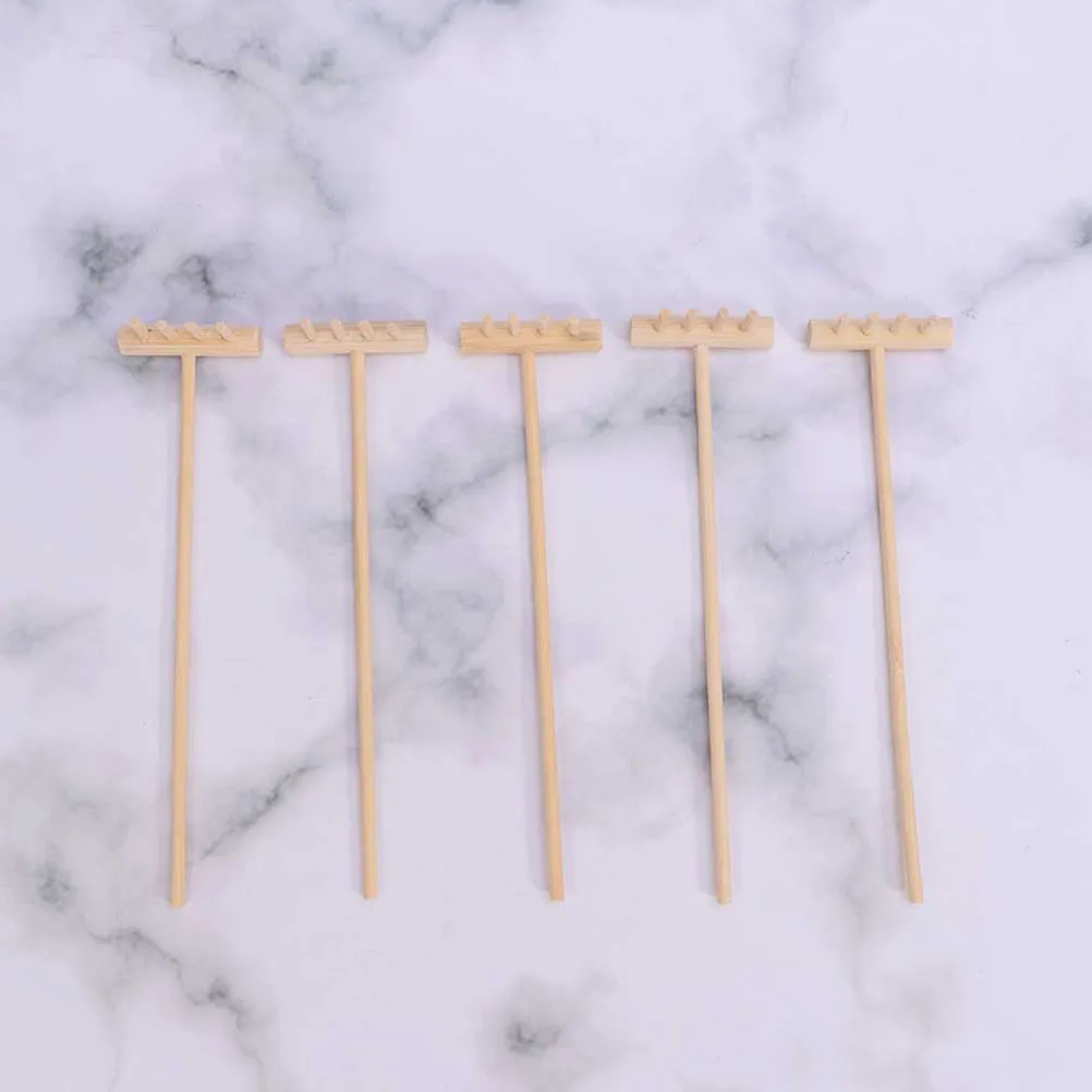 

2pcs Mini Bamboo Zen Table Four Tine Desktop Accessories Mini Garden Zen Garden Rake Rake Home Decoration