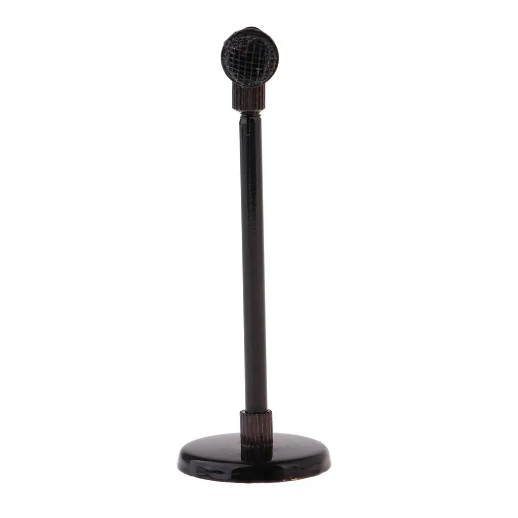 

1 12 Dollhouse Miniature Microphone Black Metal Model Furniture Accessory for Miniature Dollhouse Toys