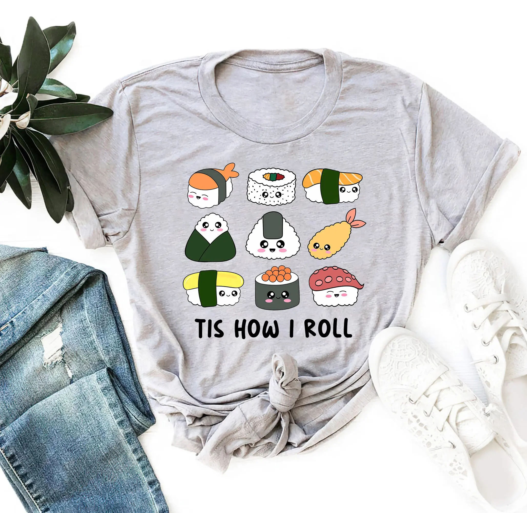 Sushi Tis How I Roll T Shirt Funny Cute Lover Japanese Cuisine Foodie