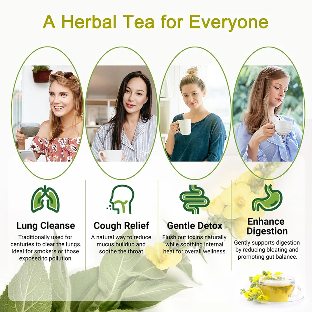 BetterLungs Lung Cleansing Tea, Herbal Loose Leaf Mullein Leaf Extract Detox Tea Bags for Lung Respiratory Health and Wellness