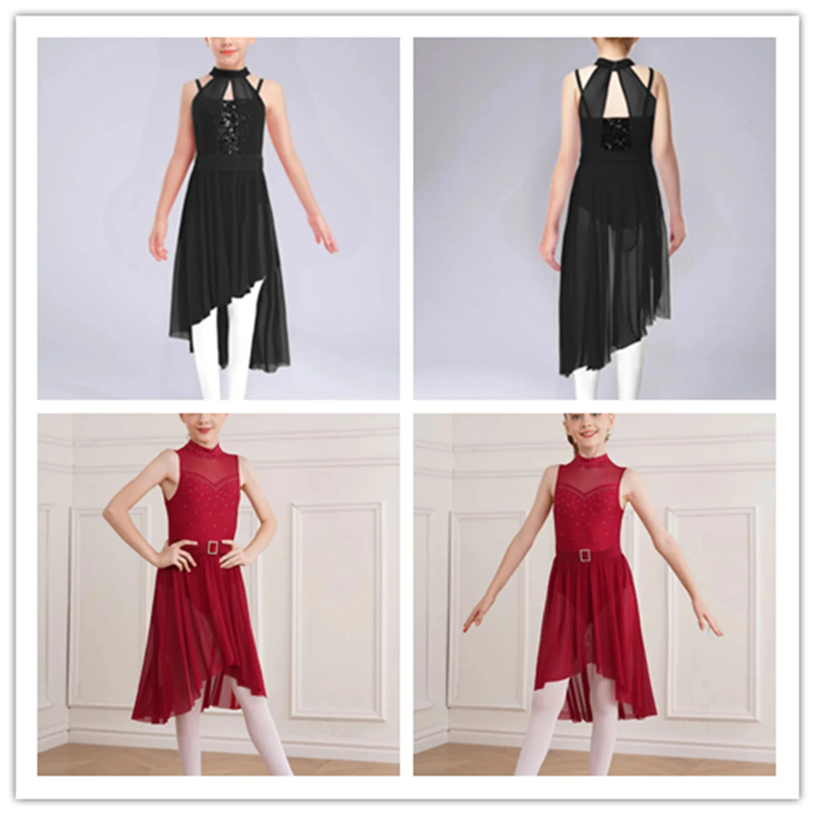 

Детский гимнастический художественный трикотаж для фигурного катания для девочек, трикотажное платье с блестящими пайетками, костюм для лирического танца