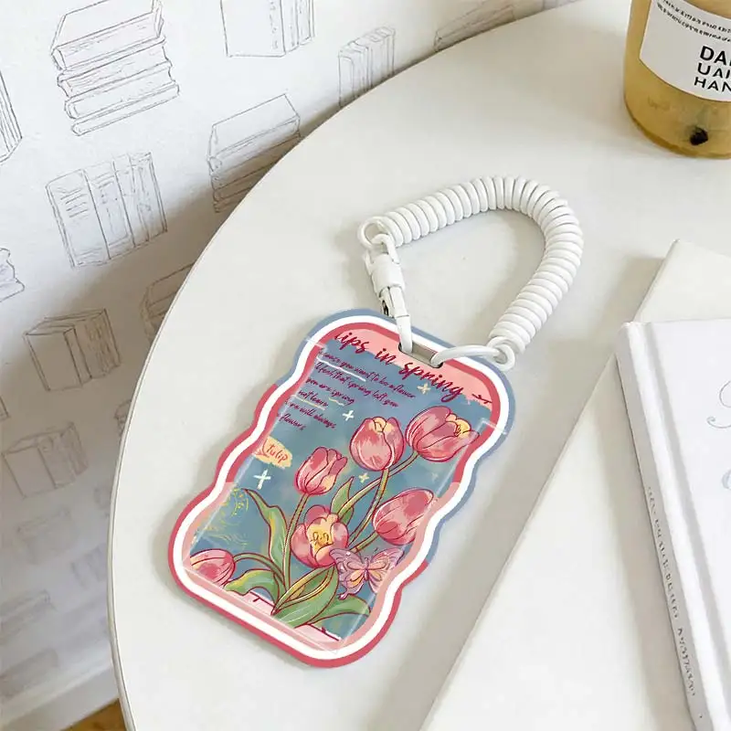 Cards Cover for Kpop Photocard Holder Photo Protector Student Bus/Meal Card Protection Case Stretchable Spring Cord