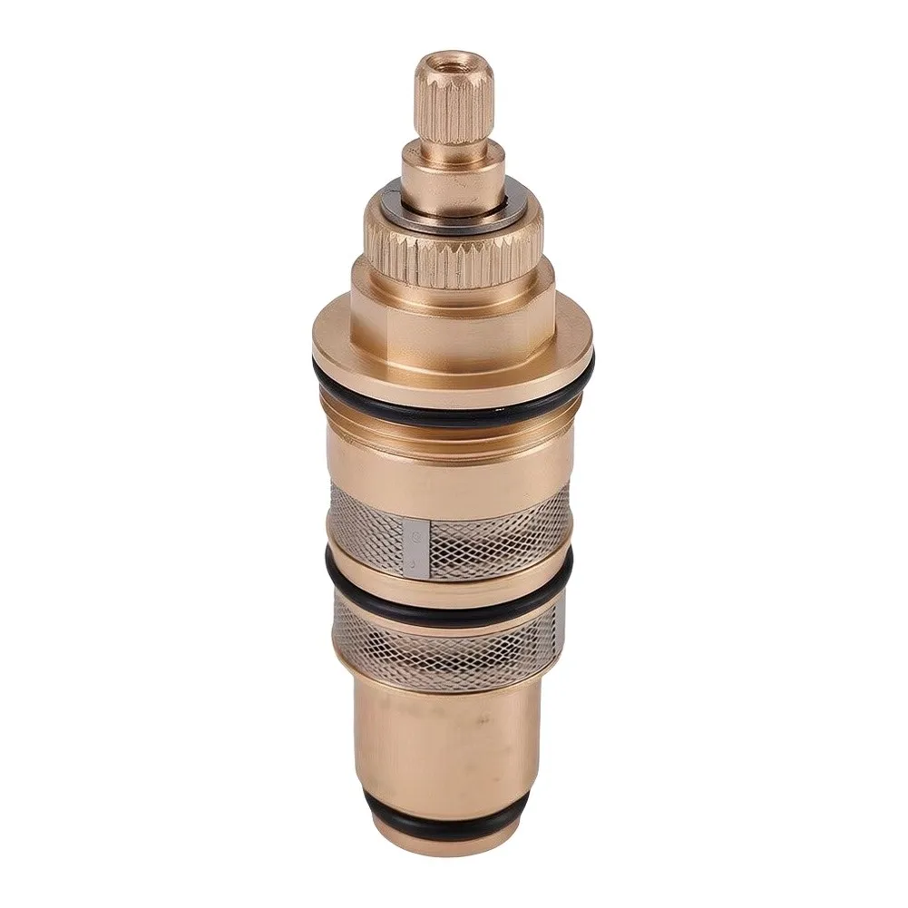Thermostatic Shower Cartridge Replacement for Mixer Faucet Valve Gold Finish Brass Construction Bar Type Compatibility