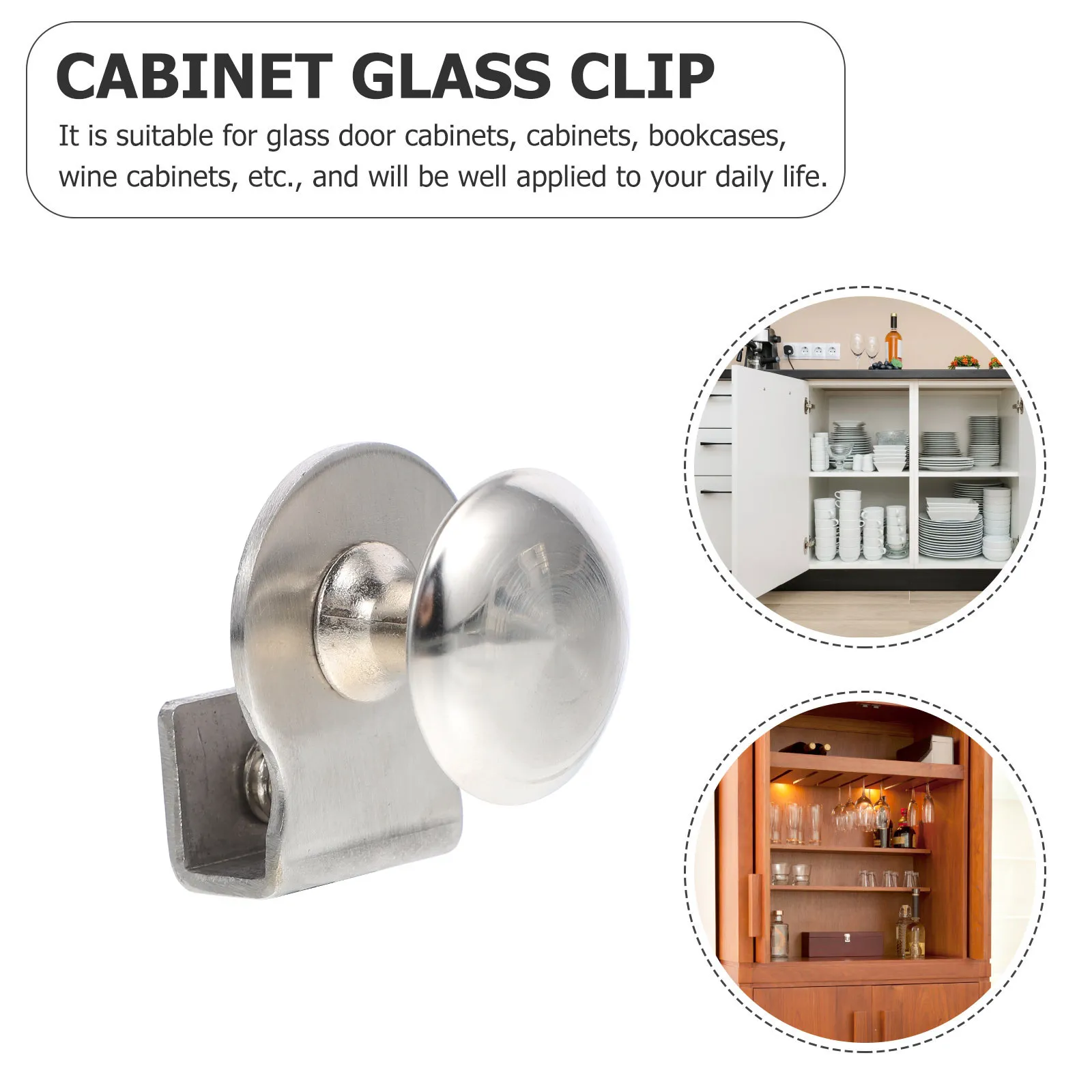 6Pcs No-Drill Glass Door Clip Pull Handle Zinc Alloy Smooth Edge Easy Install Removable for Cabinet Bookcase Wine Rack Shower
