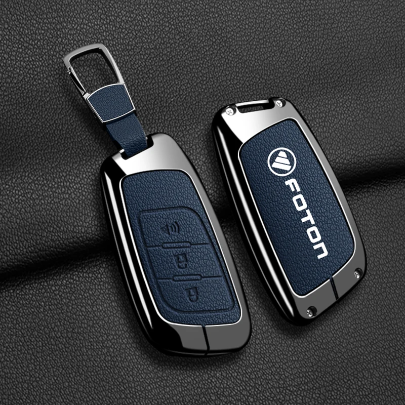 Zinc Alloy Leather Car Key Case Cover For Foton Senior General G9 Landscaper Yutu 9/8 pickup F9 Xiangling Q Protection Shell