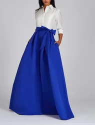 Vestido de noite formal minimalista com arco, linha A, 3/4 comprimento manga, tafetá chão, convidado do casamento bonito, camisa colarinho