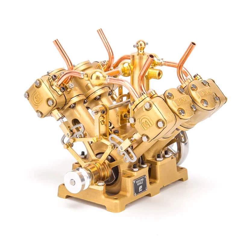 RW-V4 Mini V Type 4 Cylinder Steam Engine Model Metal Steam Engine Mechanical Toy