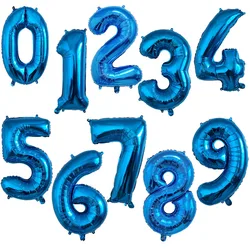 32 Inch Foil Helium Blue Number 10 20 30 40 50 60 70  Birthday Balloons Happy Birthday Party Decorations Large Figures Balloons
