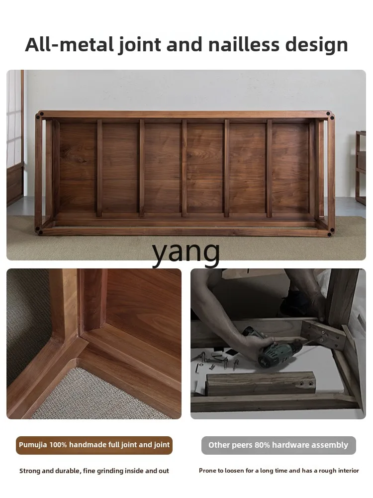 YJQ black walnut new Chinese sliding couch solid wood sofa furniture bed