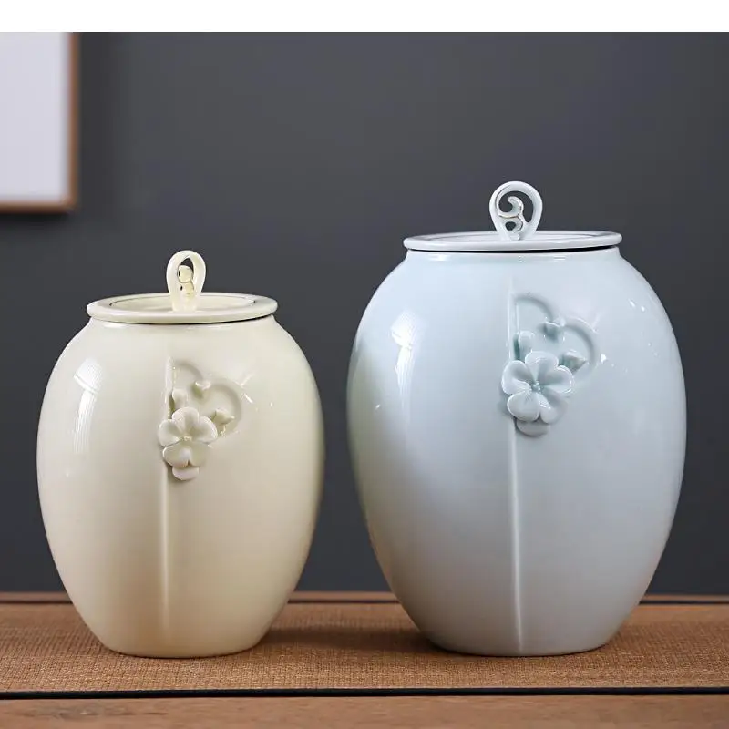 

Ceramic Tea Can Tea Storage Container Creative Household Coffee Cans with Lid Sealed Tank Living Room Teaware Storage Containers