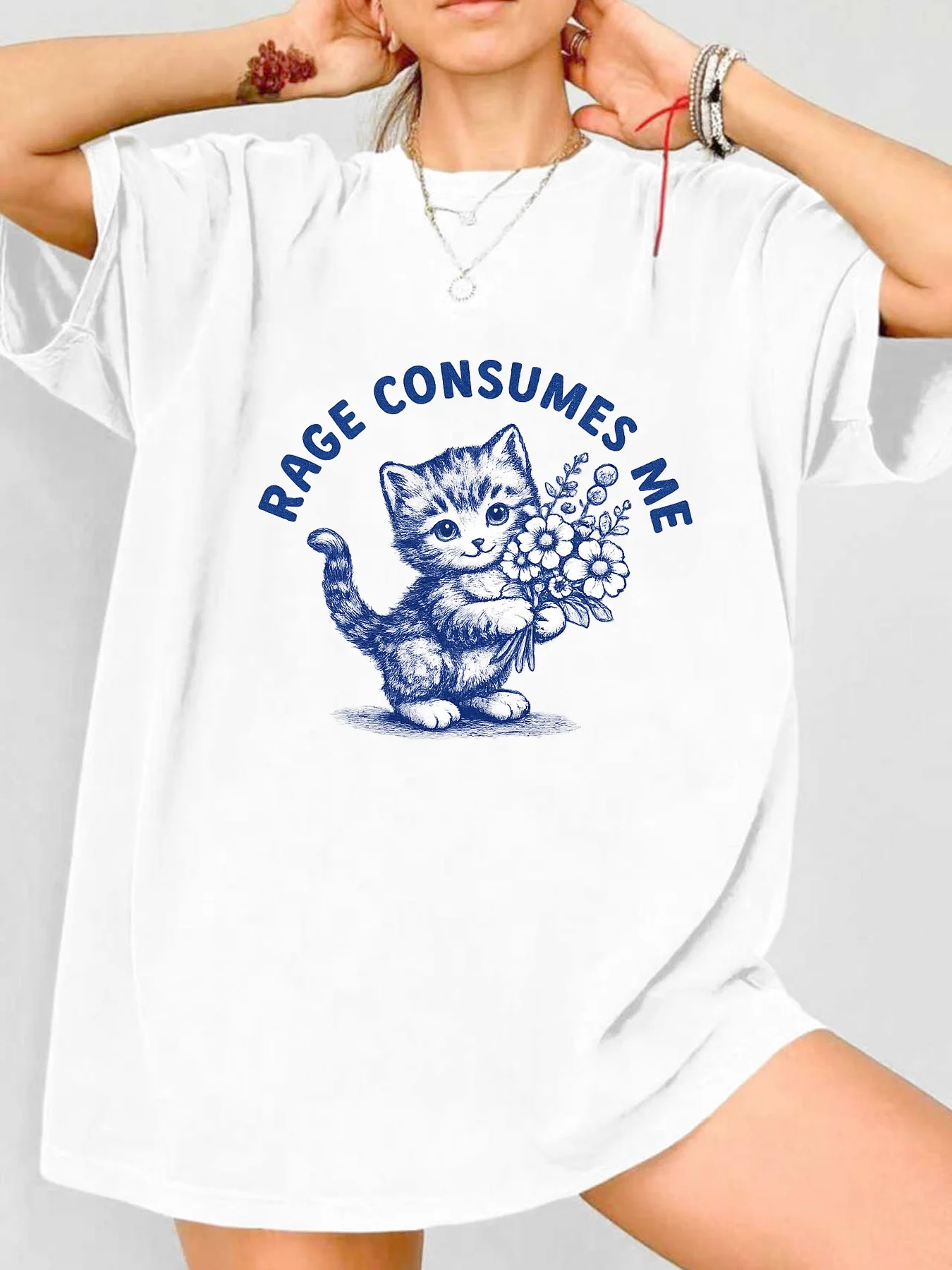 

【WDS0016】Женская футболка больших размеров с круглым вырезом, короткими рукавами, эластичными рукавами-полурукавами и модными принтами.