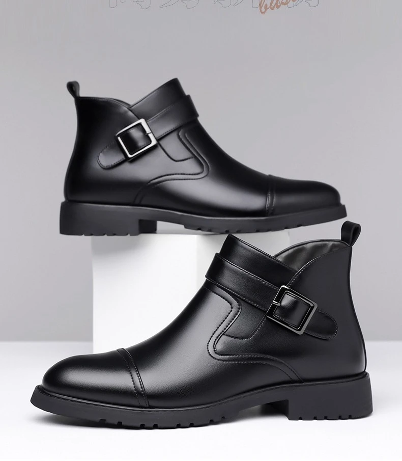 Luxuriöse Business-Herren-Lederstiefel Modische Schnallen-Lederstiefel Elegante Herbst-Neuheit Vielseitige Knöchelstiefel – Detail 4