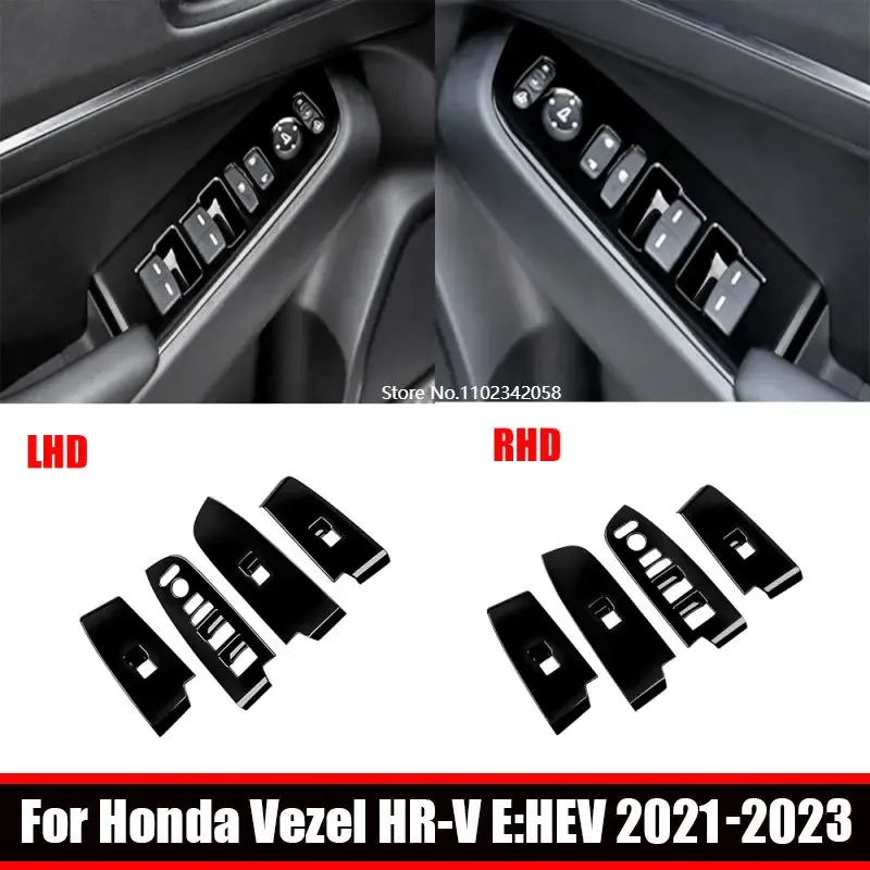 RHD LHD For Honda Vezel HR-V E:HEV 2021 2022 2023 ABS Window Glass Lift Button Trim Switch Cover Door Armrest Panel Sticker