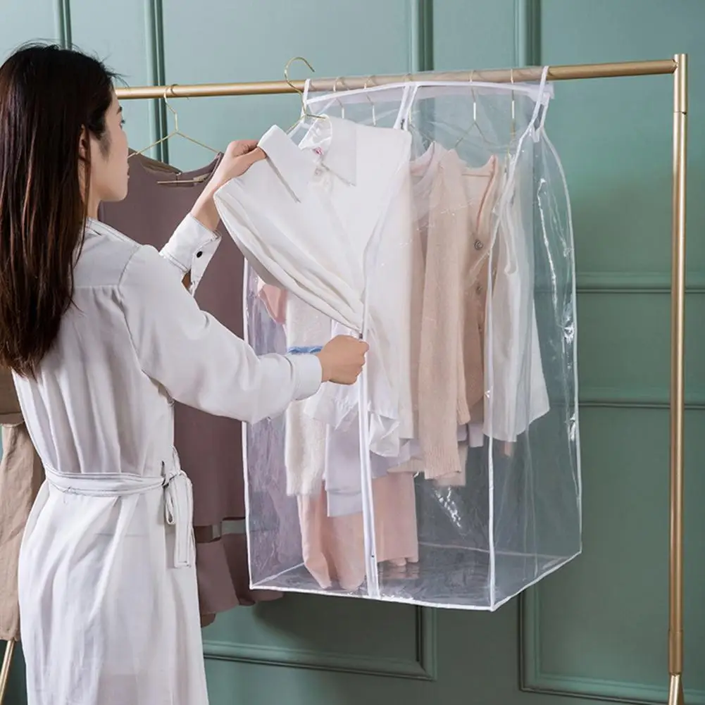 Copertura antipolvere per vestiti copertura antipolvere per abbigliamento trasparente con gancio per appendere capacità di chiusura con cerniera a prova di umidità antipolvere per cappelli