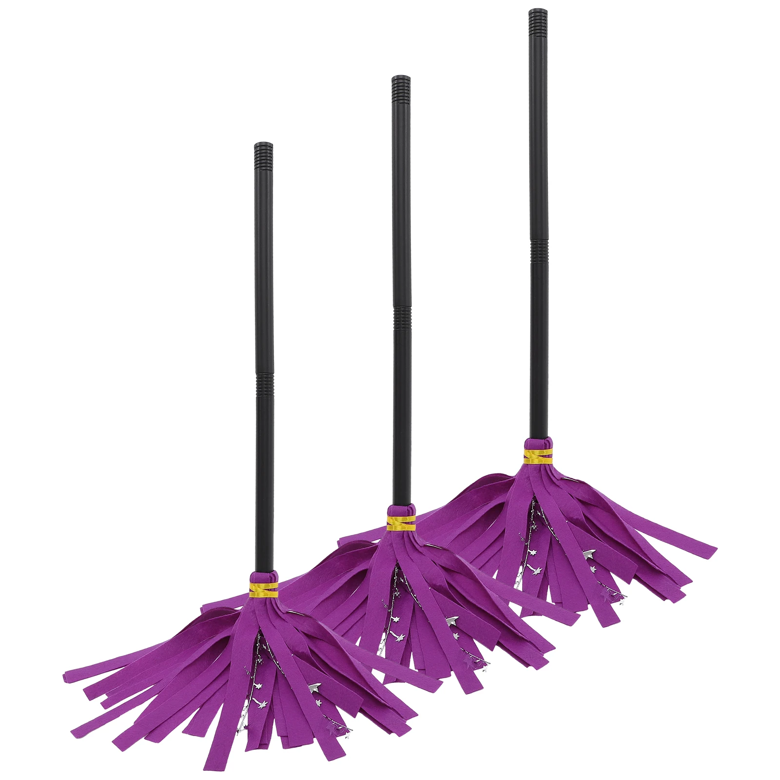 

3 Pcs Witch Broom Halloween Costume Accessory Witches Plastic Cloth Durable Broomstick Decor Kids Toy Party Prop