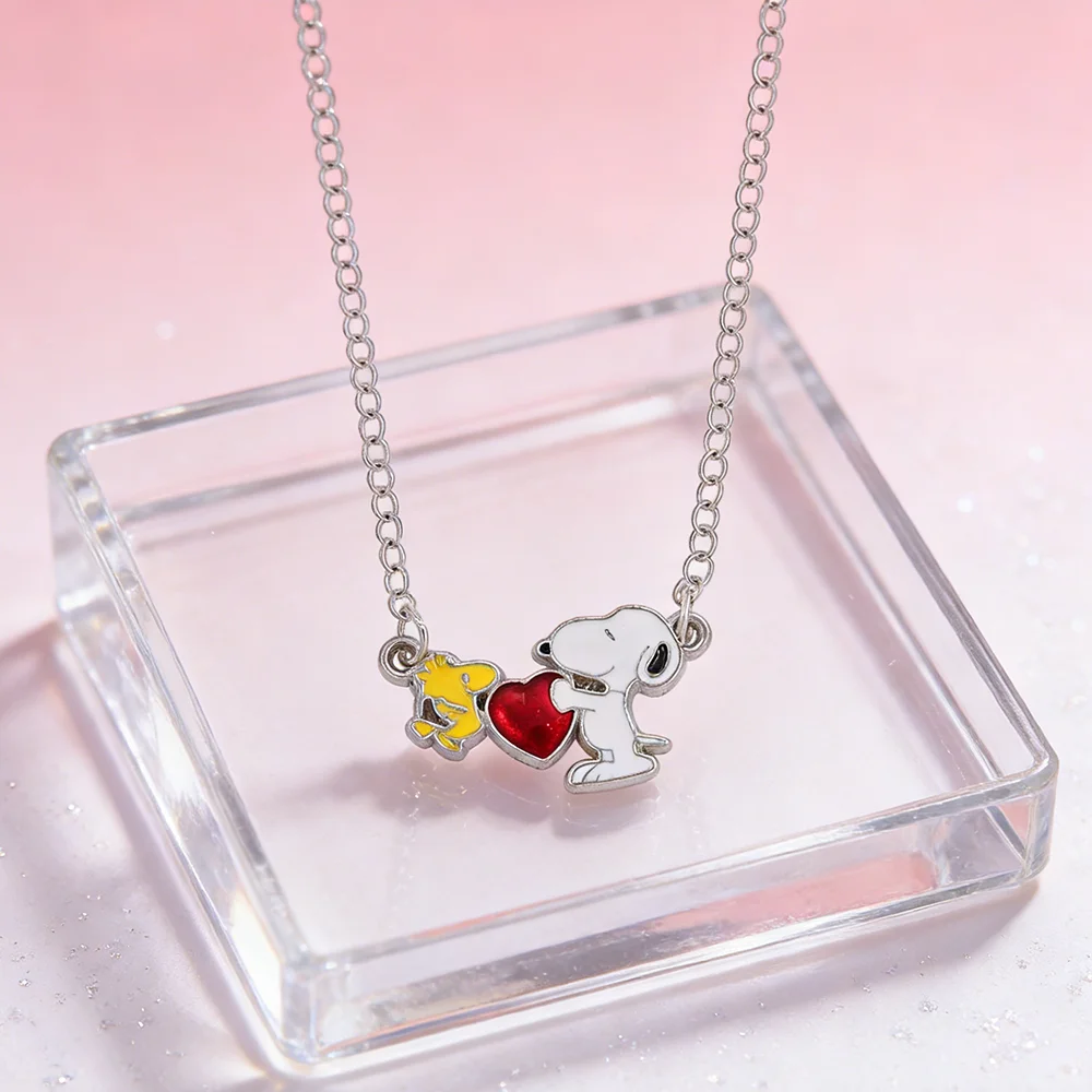 Snoopy Zirkon-Öltropfen-Anhänger-Halskette, trendiges Accessoire, beste Freundin, Paar, Pulloverkette, Schmuckzubehör – Detail 4