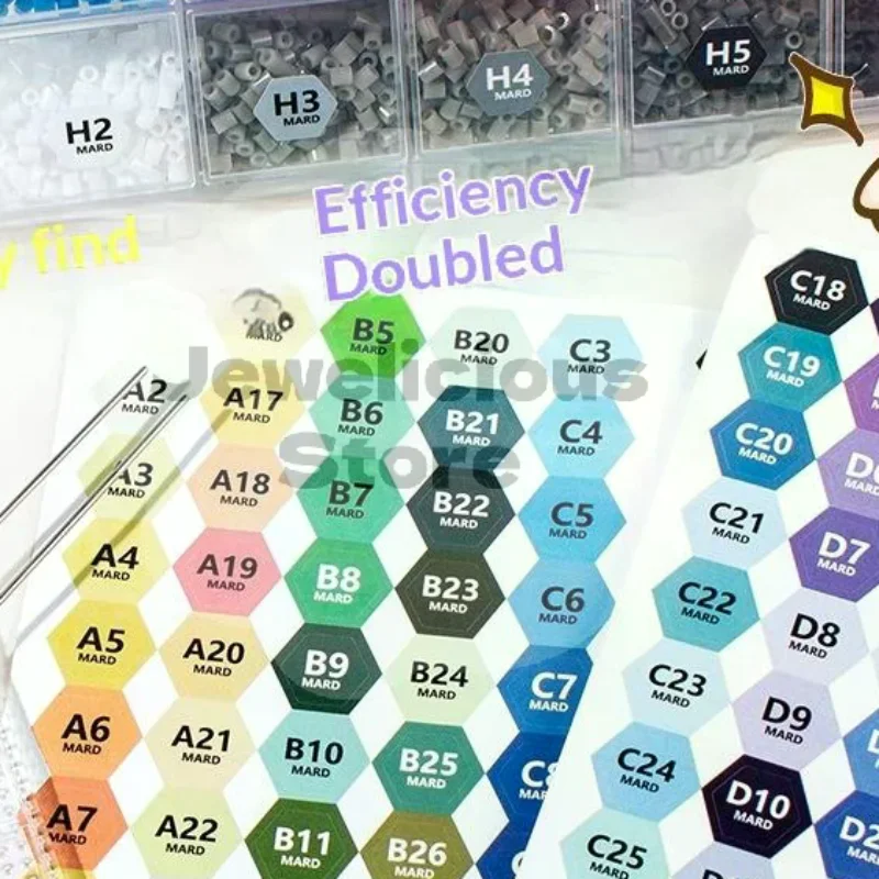 Autocollants de codage couleur pour perles à fusionner, impression claire, 221/302 couleurs, faciles à décoller pour les amateurs de bricolage