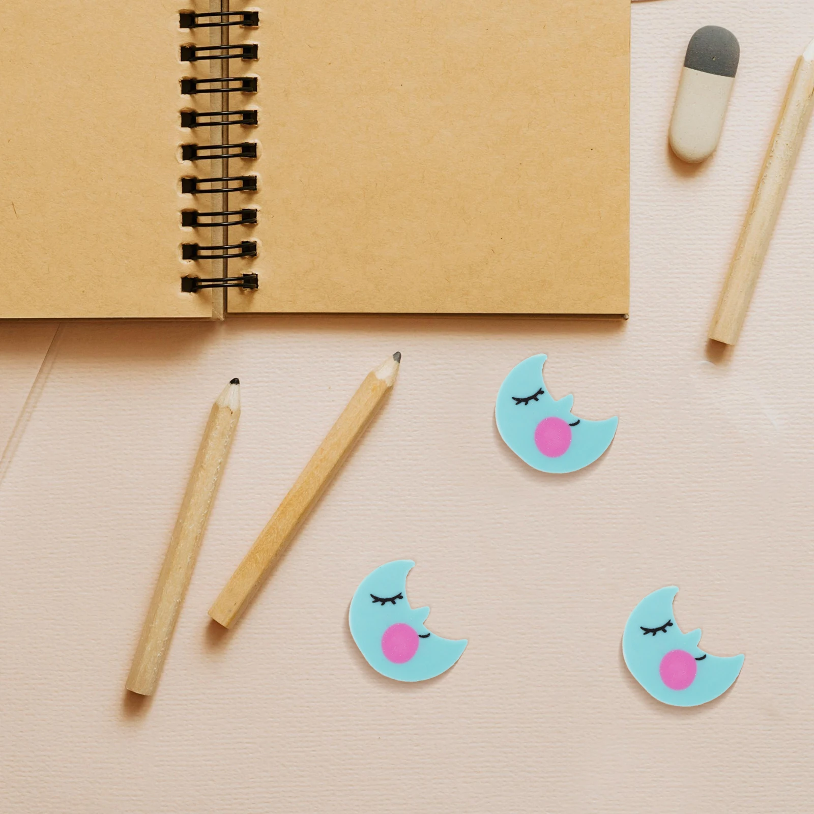 

50pcs Blue Moon Eraser Mini TPR Compact Office Kids School Stationery Gifts Portable Kawaii Erasers Student Daily Use