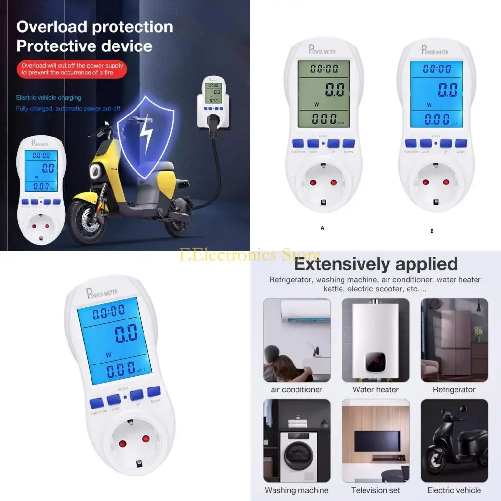 B03C Safety Enhancing Energy Cost Calculator Socket Real Time Current Voltages Detection Suitable for Various Appliances