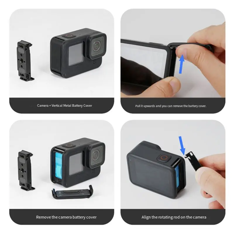 For Gopro 13/12/11/10/9/8 Vertical Shoot Mounting Dual-Card Support Waterproof Battery Case Quick Release Expansion Side Cover