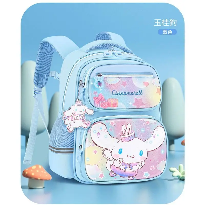 حقيبة ظهر سانريو كاواي كورومي سينامورول للتلميذ من الدرجة 1-4 خفيفة الوزن مقاومة للماء حقيبة مدرسية للأطفال تقلل الأعباء ألعاب هدايا للبنات